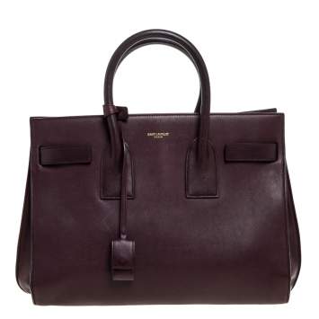 Pre Owned Saint Laurent Burgundy Leather Small Classic Sac De Jour Tote