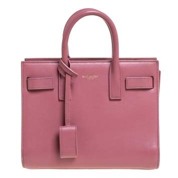Pre Owned Saint Laurent Pink Leather Nano Classic Sac De Jour Tote