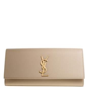 Pre Owned Saint Laurent Beige Leather Kate Monogram Clutch