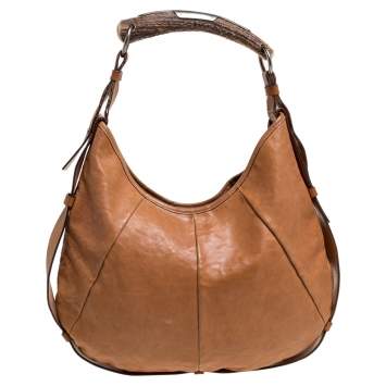 Pre Owned Saint Laurent Tan Leather Mombasa Hobo