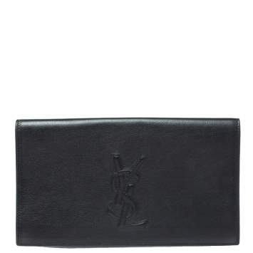 Pre Owned Saint Laurent Black Leather Belle De Jour Clutch