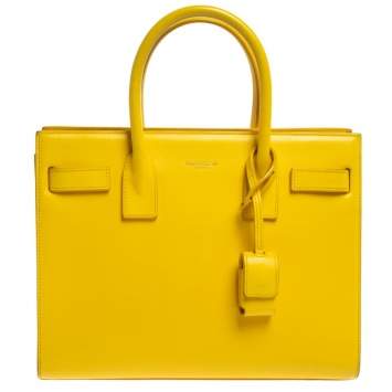 Pre Owned Saint Laurent Yellow Leather Baby Classic Sac De Jour Tote