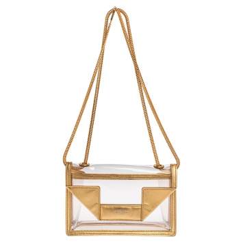 Pre Owned Saint Laurent Gold PVC and Leather Small Betty Shoulder Bag
