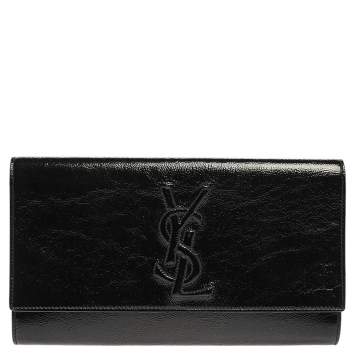Pre Owned Saint Laurent Black Patent Leather Belle De Jour Flap Clutch
