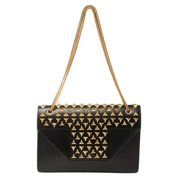 Pre Owned Saint Laurent Paris Black Leather Studded Betty Shoulder Bag