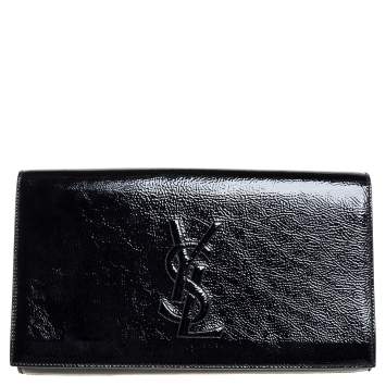 Pre Owned Saint Laurent Black Patent Leather Belle De Jour Flap Clutch