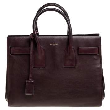Pre Owned Saint Laurent Burgundy Leather Small Classic Sac De Jour Tote