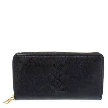 مملوكة مسبقًا Saint Laurent Black Leather Belle De Jour Zip Around  Wallet