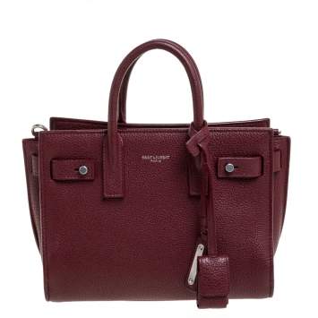 Pre Owned Saint Laurent Red Leather Nano Classic Sac De Jour Tote