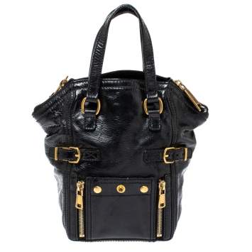 Pre Owned Yves Saint Laurent Black Patent Leather Mini Downtown Tote
