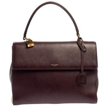 Pre Owned Saint Laurent Burgundy Leather Medium Moujik Top Handle Bag