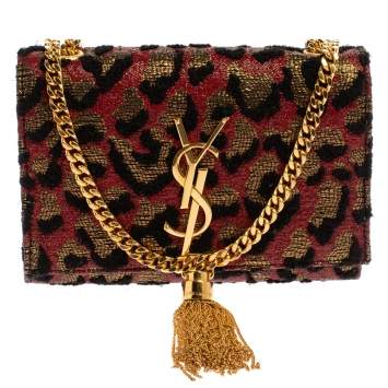 Pre Owned Saint Laurent Tri Color Fabric Small Kate Tassel Crossbody Bag