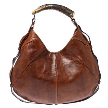 Pre Owned Saint Laurent Dark Brown Leather Mombasa Hobo 