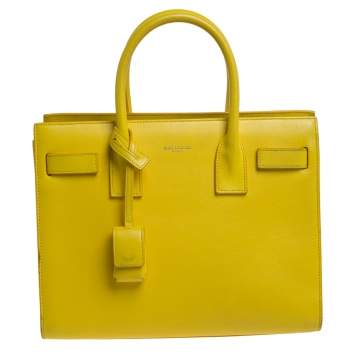 Pre Owned Saint Laurent Yellow Leather Baby Classic Sac De Jour Tote