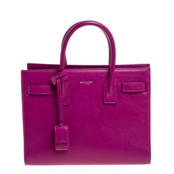 Pre Owned Saint Laurent Fuchsia Leather Baby Classic Sac De Jour Tote