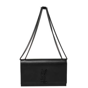 Pre Owned Saint Laurent Black Leather Medium Kate Shoulder Bag