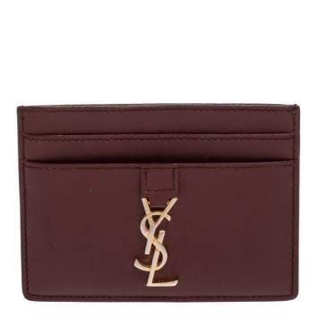 مملوكة مسبقًا Saint Laurent Burgundy Leather Y Line Card Case