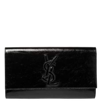 Pre Owned Saint Laurent Black Patent Leather Belle De Jour Flap Clutch