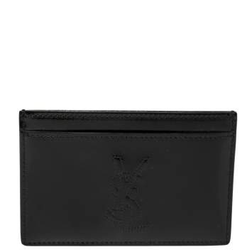 Pre Owned Yves Saint Laurent Black Patent Leather Card Holder