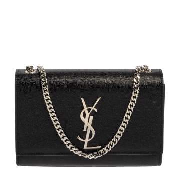 Pre Owned Saint Laurent Black Grain Leather Small Kate Shoulder Bag