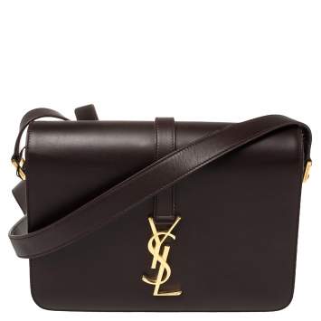 Pre Owned Saint Laurent Paris Burgundy Leather Medium Monogram Université Shoulder Bag