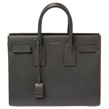 Pre Owned Saint Laurent Grey Leather Small Classic Sac De Jour Tote