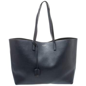 Pre Owned Saint Laurent Midnight Blue Leather E/W Shopper Tote