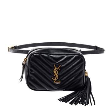 Pre Owned Saint Laurent Black Quilted Leather Lou Belt Bag