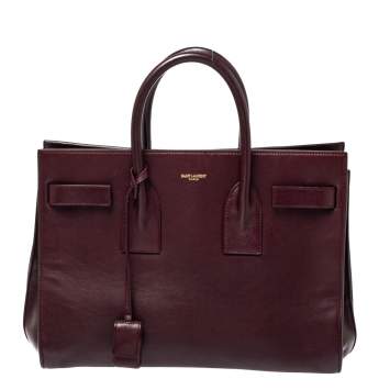 Pre Owned Saint Laurent Burgundy Leather Small Classic Sac De Jour Tote