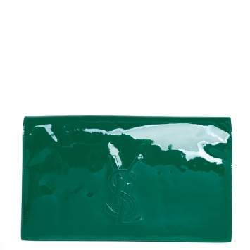 Pre Owned Yves Saint Laurent Green Patent Leather Belle De Jour Clutch