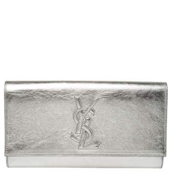 Pre Owned Yves Saint Laurent Silver Leather Belle De Jour Clutch