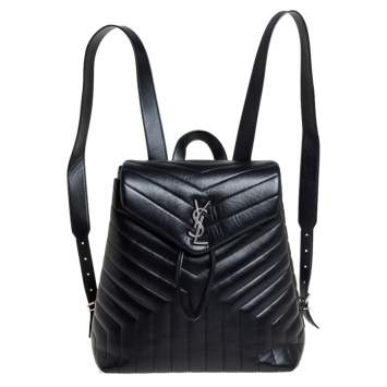 Pre Owned Saint Laurent Black Y Quilted Leather Loulou Backpack