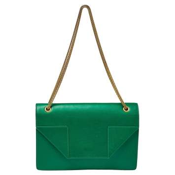 Pre Owned Saint Laurent Green Leather Betty Clutch