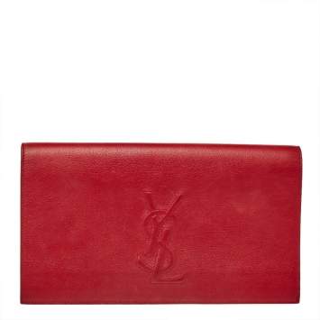 Pre Owned Yves Saint Laurent Red Leather Belle De Jour Clutch