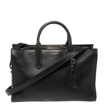 Pre Owned Saint Laurent Black Leather Medium Jane Tote