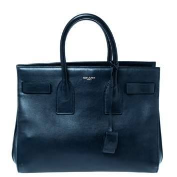 Pre Owned Saint Laurent Midnight Blue Leather Small Classic Sac De Jour Tote