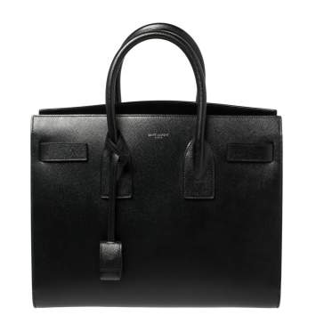 Pre Owned Saint Laurent Black Grain De Poudre Leather Small Classic Sac De Jour Tote