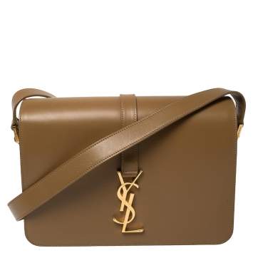 Pre Owned Saint Laurent Brown Smooth Leather Medium Monogram Universite Shoulder Bag