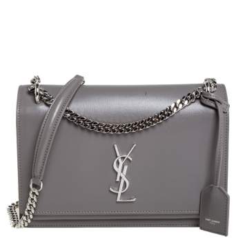 Pre Owned Saint Laurent Grey Leather Medium Sunset Shoulder Bag