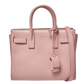 Pre Owned Saint Laurent Baby Pink Leather Nano Classic Sac De Jour Tote