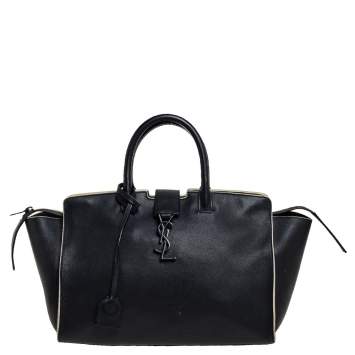 Pre Owned Saint Laurent Black Leather Small Downtown Cabas Tote