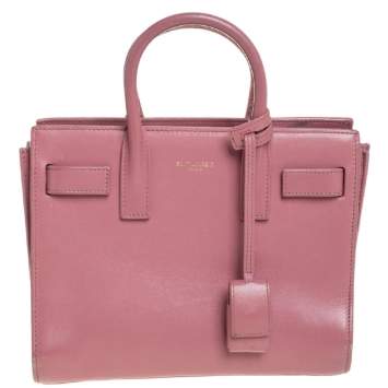 Pre Owned Saint Laurent Pink Leather Nano Classic Sac De Jour Tote