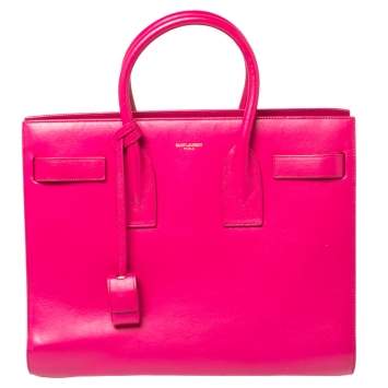 Pre Owned Saint Laurent Pink Leather Small Classic Sac De Jour Tote