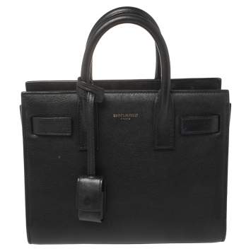 Pre Owned Saint Laurent Black Leather Nano Classic Sac De Jour Tote