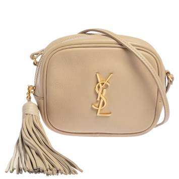 Pre Owned Saint Laurent Beige Leather Blogger Crossbody Bag