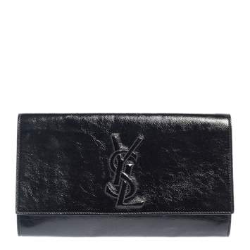Pre Owned Yves Saint Laurent Black Patent Leather Belle De Jour Flap Clutch