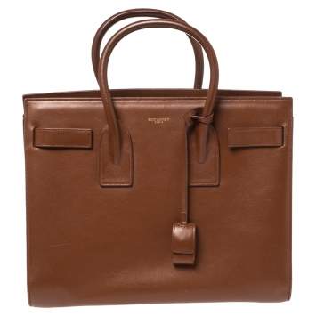 Pre Owned Saint Laurent Brown Leather Small Classic Sac De Jour Tote