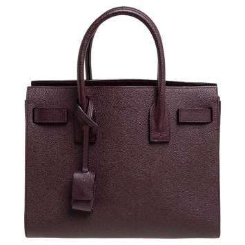 Pre Owned Saint Laurent Burgundy Grained Leather Baby Classic Sac De Jour Tote