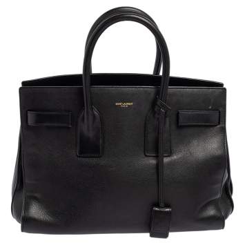 Pre Owned Saint Laurent Black Leather Small Classic Sac De Jour Tote
