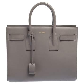 Pre Owned Saint Laurent Grey Leather Small Classic Sac De Jour Tote